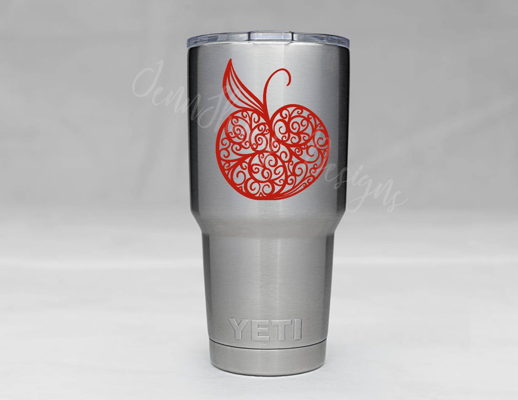 Swirl Apple Decal - Fancy Apple Decal - Fancy Teacher Frame - Fun Teacher Apple- Yeti Decal - Tumbler Decal - Car Decal