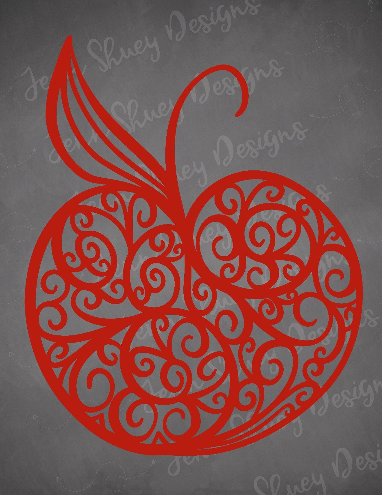 Swirl Apple Decal - Fancy Apple Decal - Fancy Teacher Frame - Fun Teacher Apple- Yeti Decal - Tumbler Decal - Car Decal