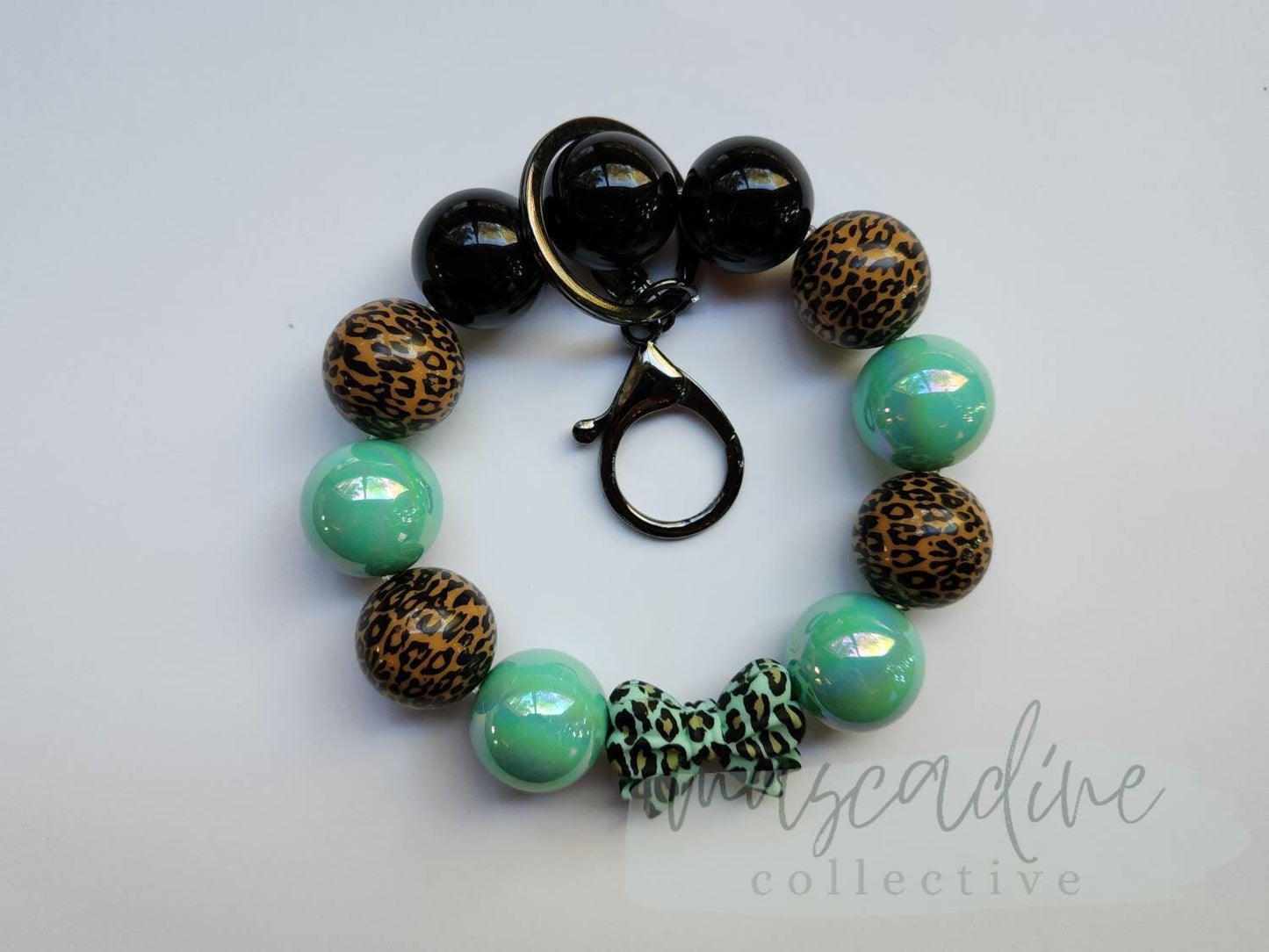 Leopard and Mint Bow Wristlet and Pen Set