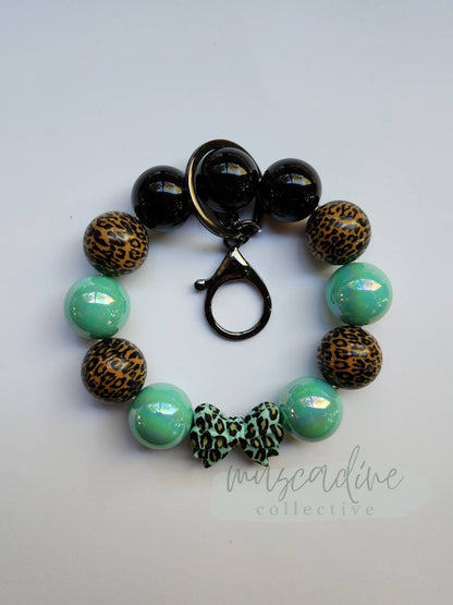 Leopard and Mint Bow Wristlet and Pen Set