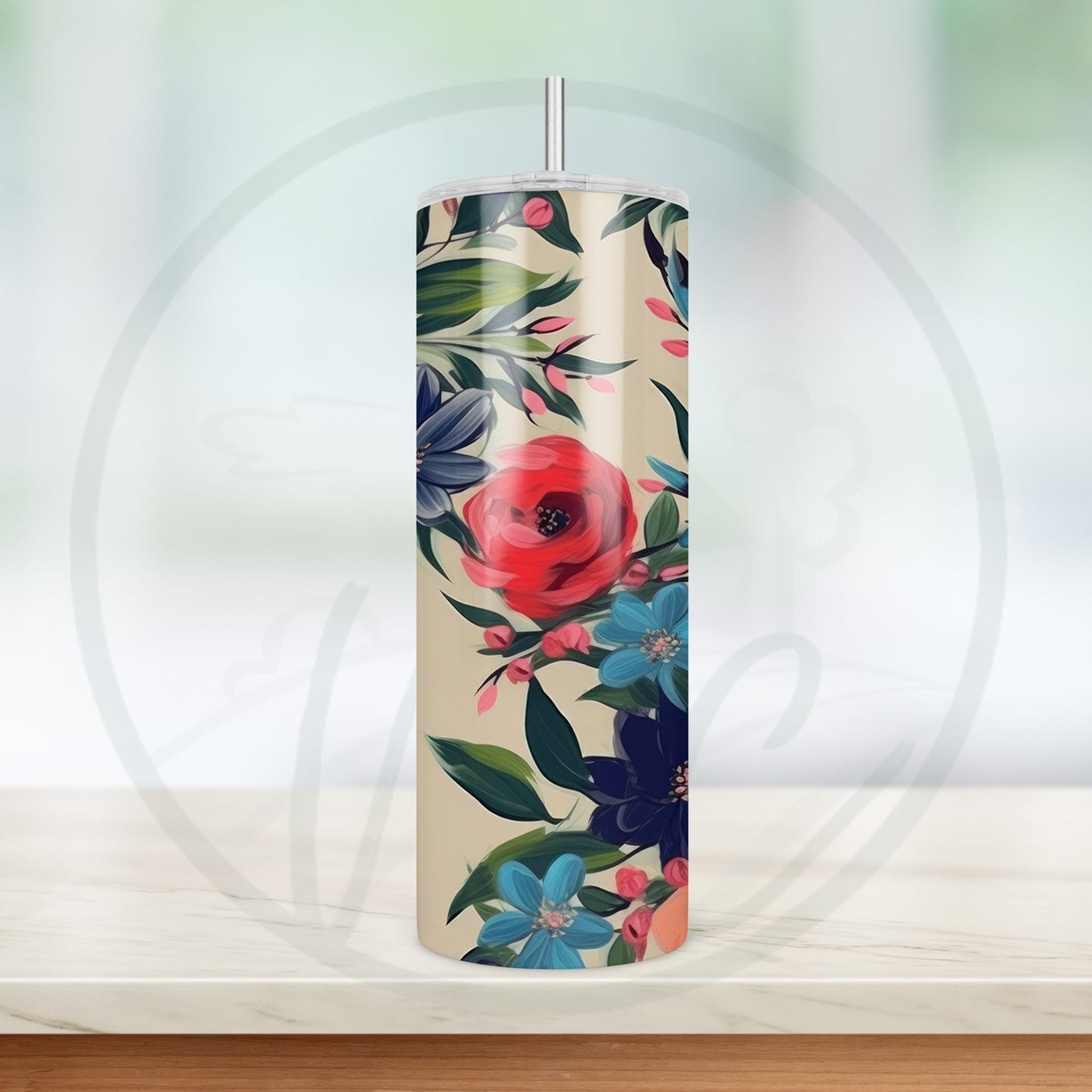 Vintage Spring Floral 20oz Tumbler, Cottagecore Floral Coffee Tumbler, Mother's Day Gift, Spring Flowers, Florist Gift