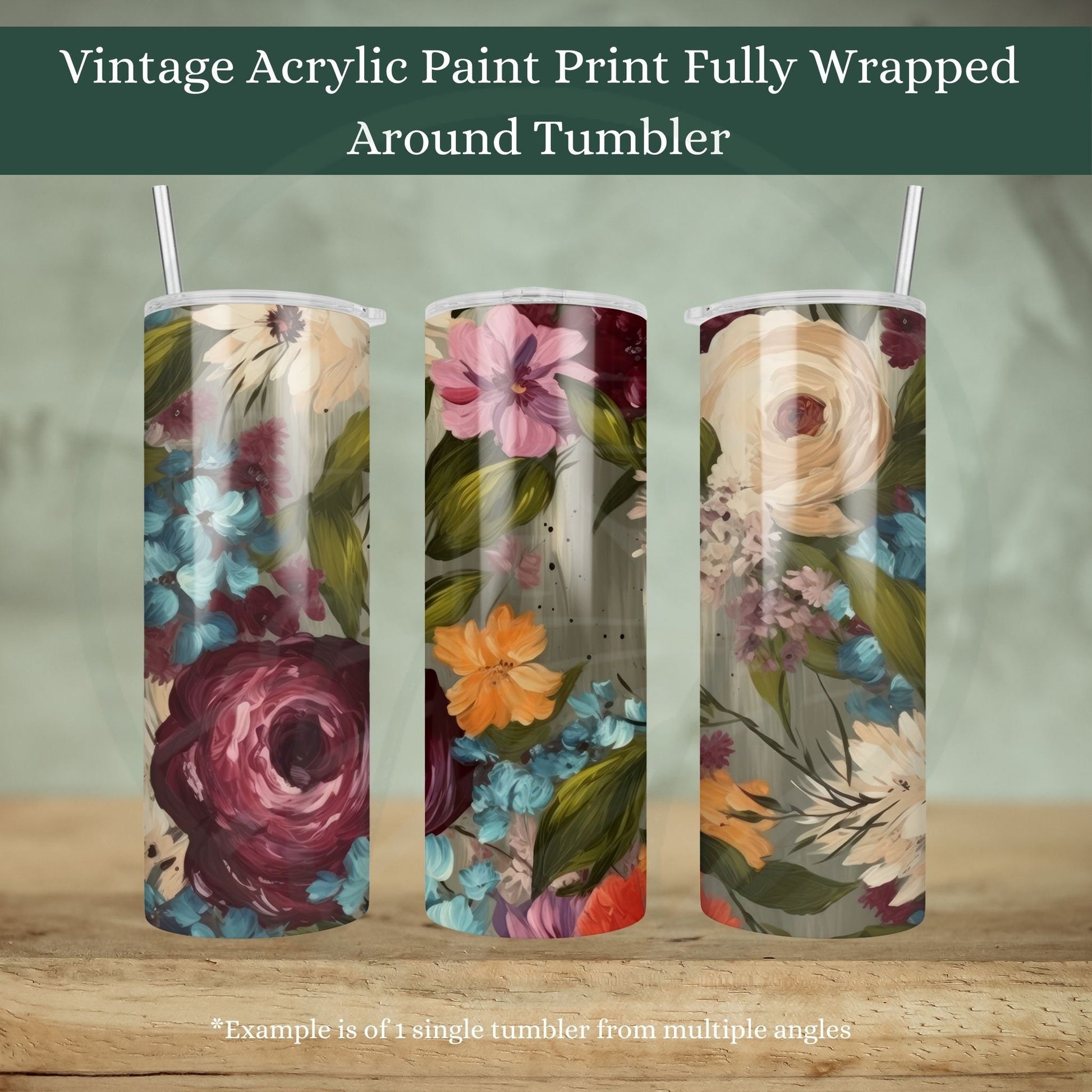 Vintage Flowers 20oz Tumbler, Straight, Skinny, Mother's Day Gift, Shimmer Tumbler, Hot or Cold Drinks, Sublimated Printed Coffee Tumbler