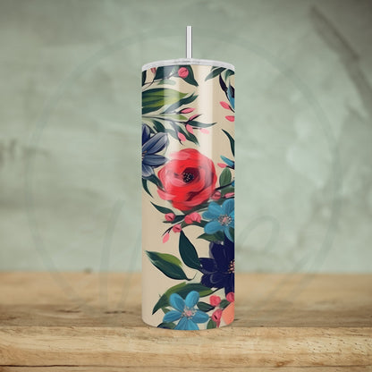 Vintage Spring Floral 20oz Tumbler, Cottagecore Floral Coffee Tumbler, Mother's Day Gift, Spring Flowers, Florist Gift