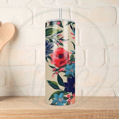 Vintage Spring Floral 20oz Tumbler, Cottagecore Floral Coffee Tumbler, Mother's Day Gift, Spring Flowers, Florist Gift