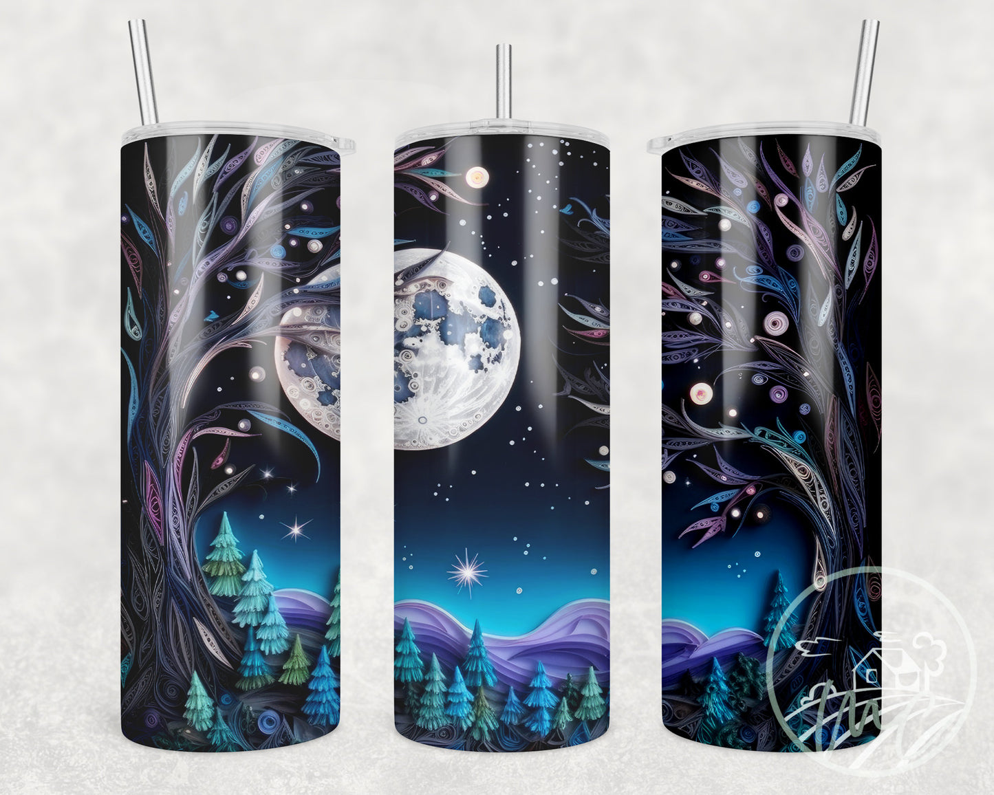 Paper Quill Night Sky Tumbler, Camping Tumbler, 20oz  Skinny Tumbler, Cottagecore, Vacation Tumbler, Stainless Steel, Outdoorsy Gifts