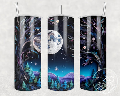 Paper Quill Night Sky Tumbler, Camping Tumbler, 20oz  Skinny Tumbler, Cottagecore, Vacation Tumbler, Stainless Steel, Outdoorsy Gifts