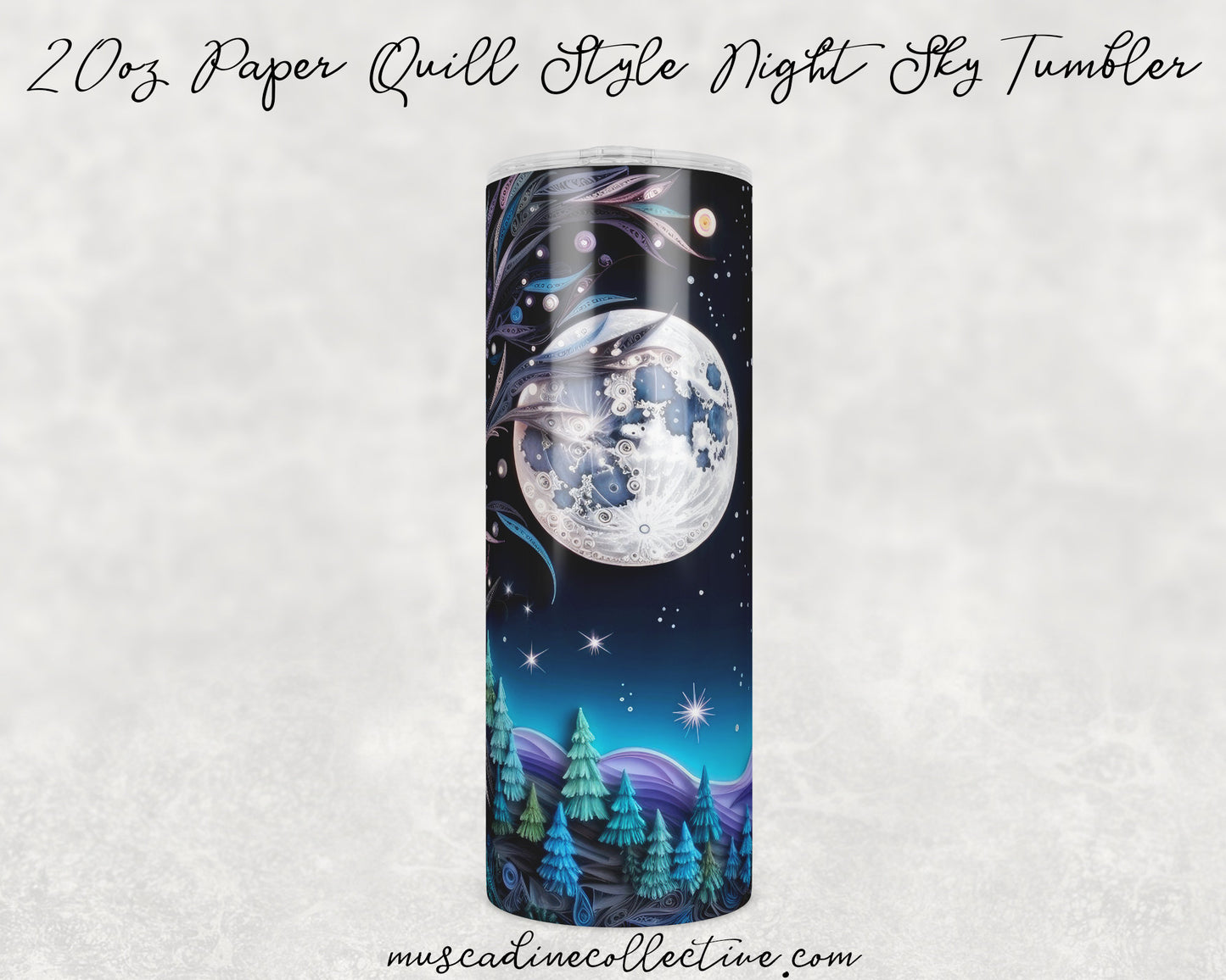 Paper Quill Night Sky Tumbler, Camping Tumbler, 20oz  Skinny Tumbler, Cottagecore, Vacation Tumbler, Stainless Steel, Outdoorsy Gifts