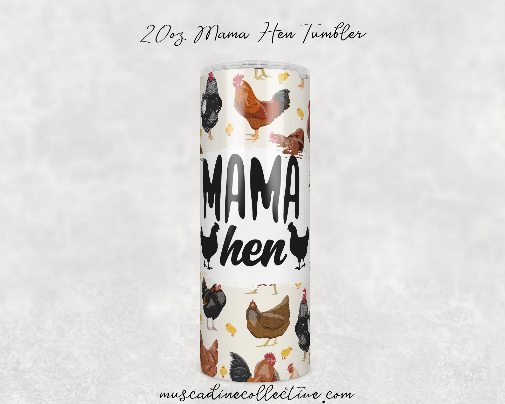 Mama Hen Chicken Tumbler, 20oz Skinny, Chicken Mom, Farm Tumbler, Homesteader Gift, Crazy Chicken Lady, Gift For Mom, Coffee Tumbler, Drink