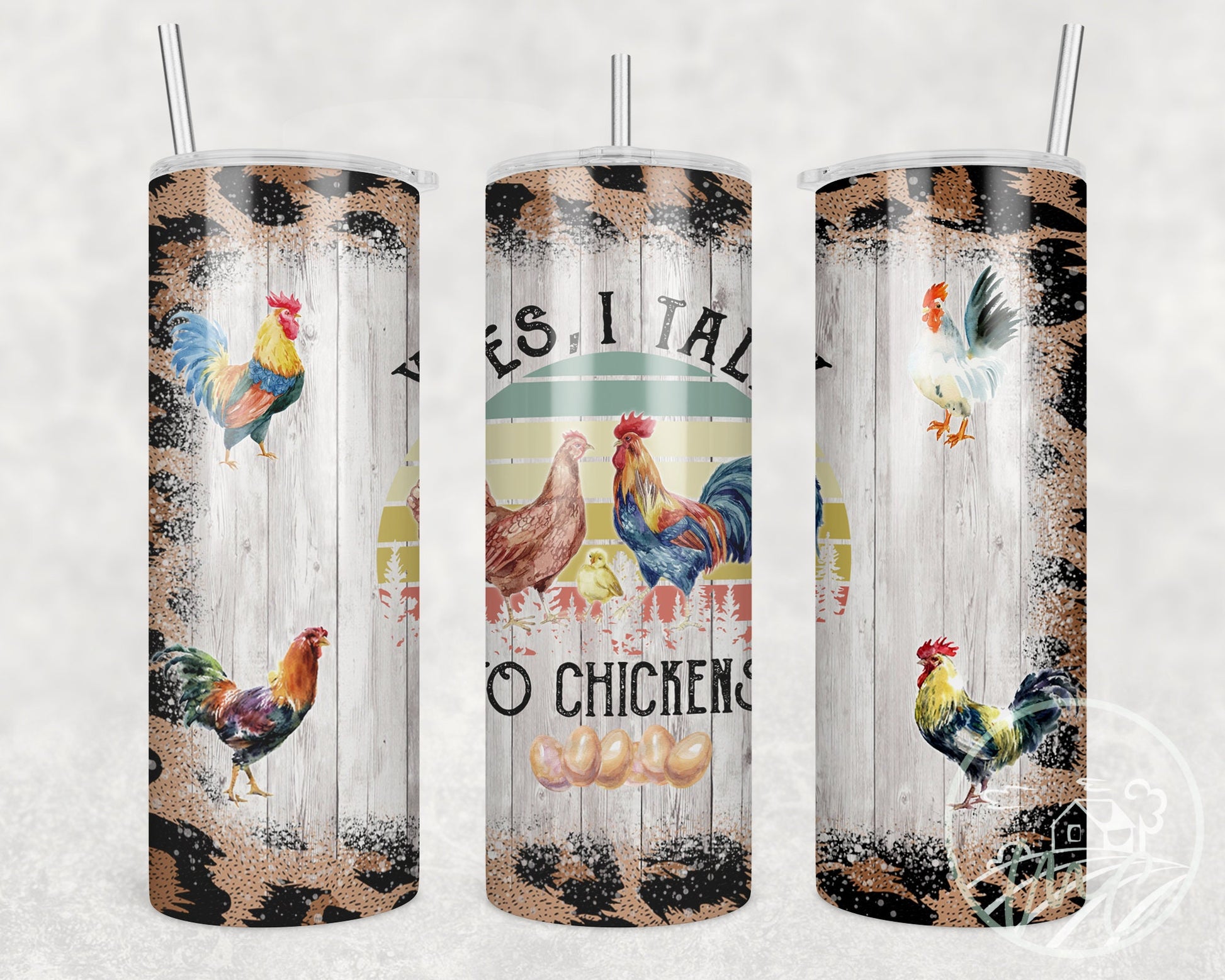 Chicken Tumbler with Straw, Yes I Talk To Chickens Leopard, 20oz Skinny, Homesteader Gift, Coffee Tumbler, Gift For Chicken Mom, Coffee Gift