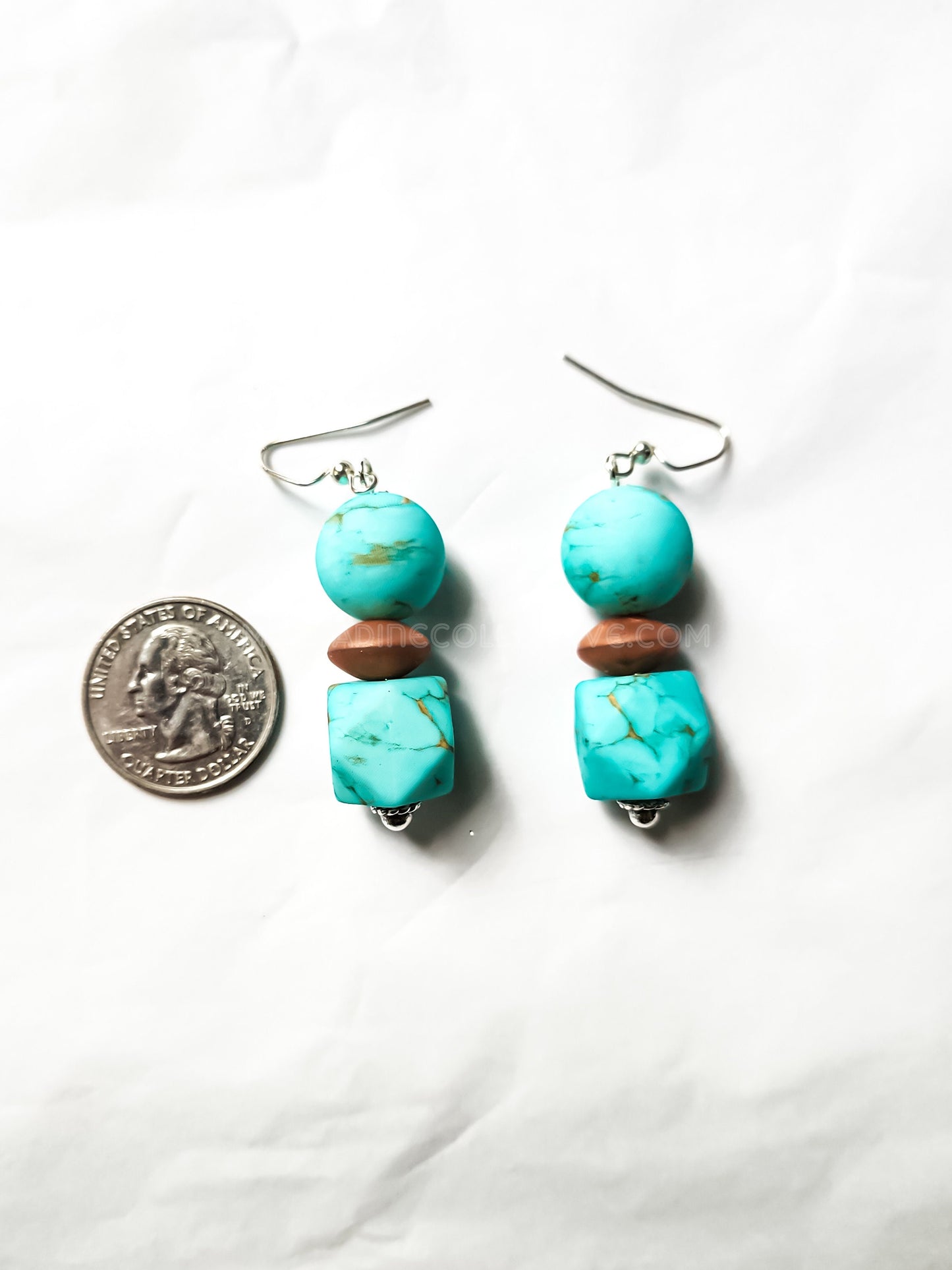 Silicone Turquoise Earrings, Lightweight Beaded Earrings, Western, Boho Earrings, Drop Earrings, Southwest, Gift For Cowgirl, Rodeo