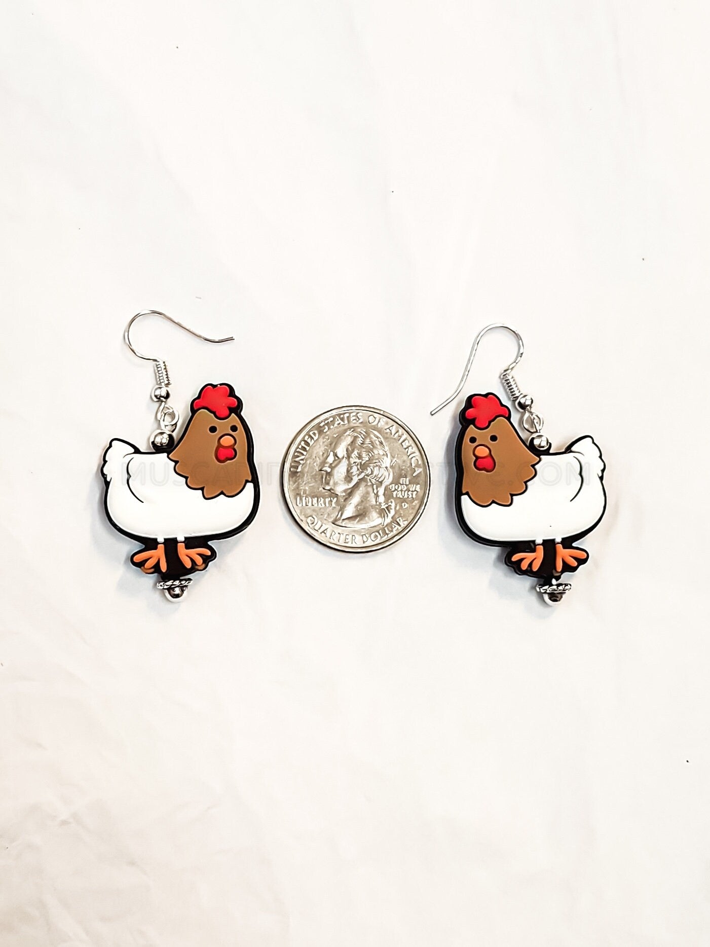 Silicone Chicken Earrings, Lightweight Beaded Earrings, Farm, Crazy Chicken Lady, Drop Earrings, Homesteader Gift, Gift For Chicken Lover