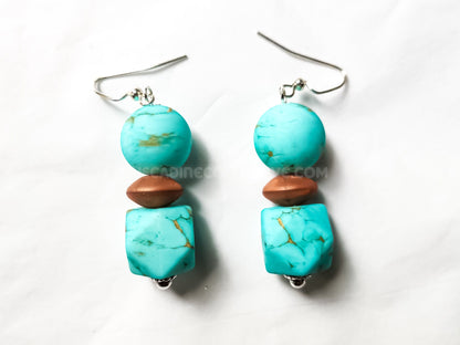 Silicone Turquoise Earrings, Lightweight Beaded Earrings, Western, Boho Earrings, Drop Earrings, Southwest, Gift For Cowgirl, Rodeo