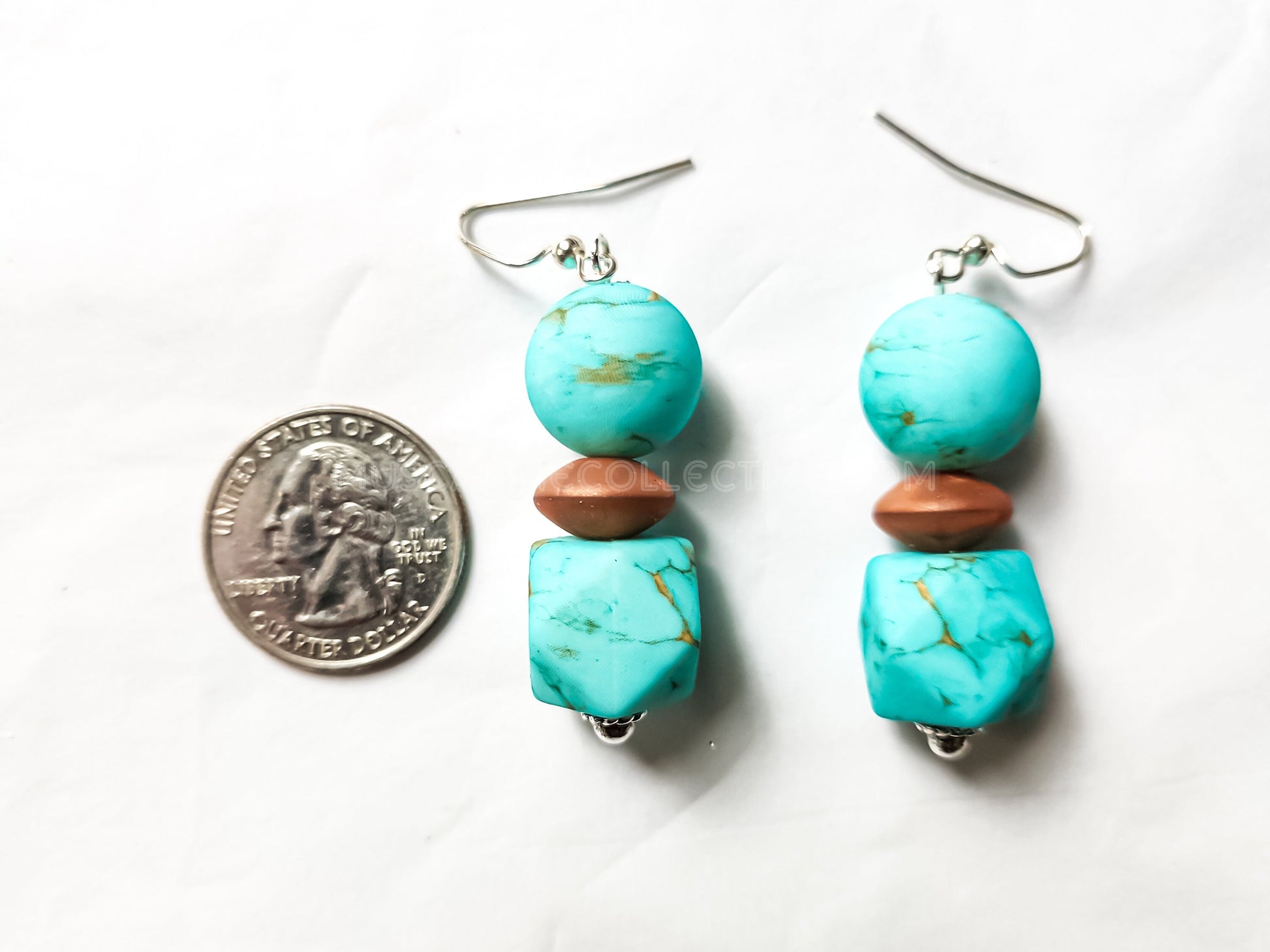 Silicone Turquoise Earrings, Lightweight Beaded Earrings, Western, Boho Earrings, Drop Earrings, Southwest, Gift For Cowgirl, Rodeo