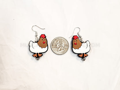 Silicone Chicken Earrings, Lightweight Beaded Earrings, Farm, Crazy Chicken Lady, Drop Earrings, Homesteader Gift, Gift For Chicken Lover