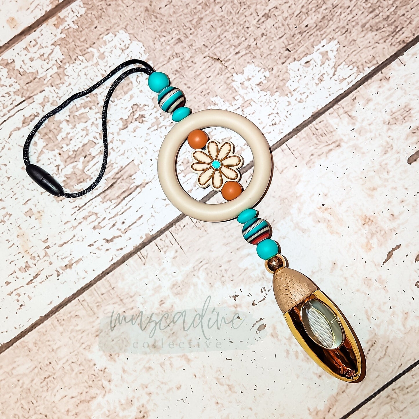 Boho Floral Rear View Mirror Charm, Hanging Car Diffuser, Beaded Car Diffuser, Fragrance Diffuser, Car Air Freshener, Just Add Oils