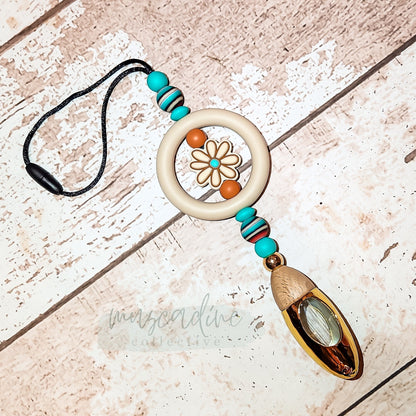 Boho Floral Rear View Mirror Charm, Hanging Car Diffuser, Beaded Car Diffuser, Fragrance Diffuser, Car Air Freshener, Just Add Oils