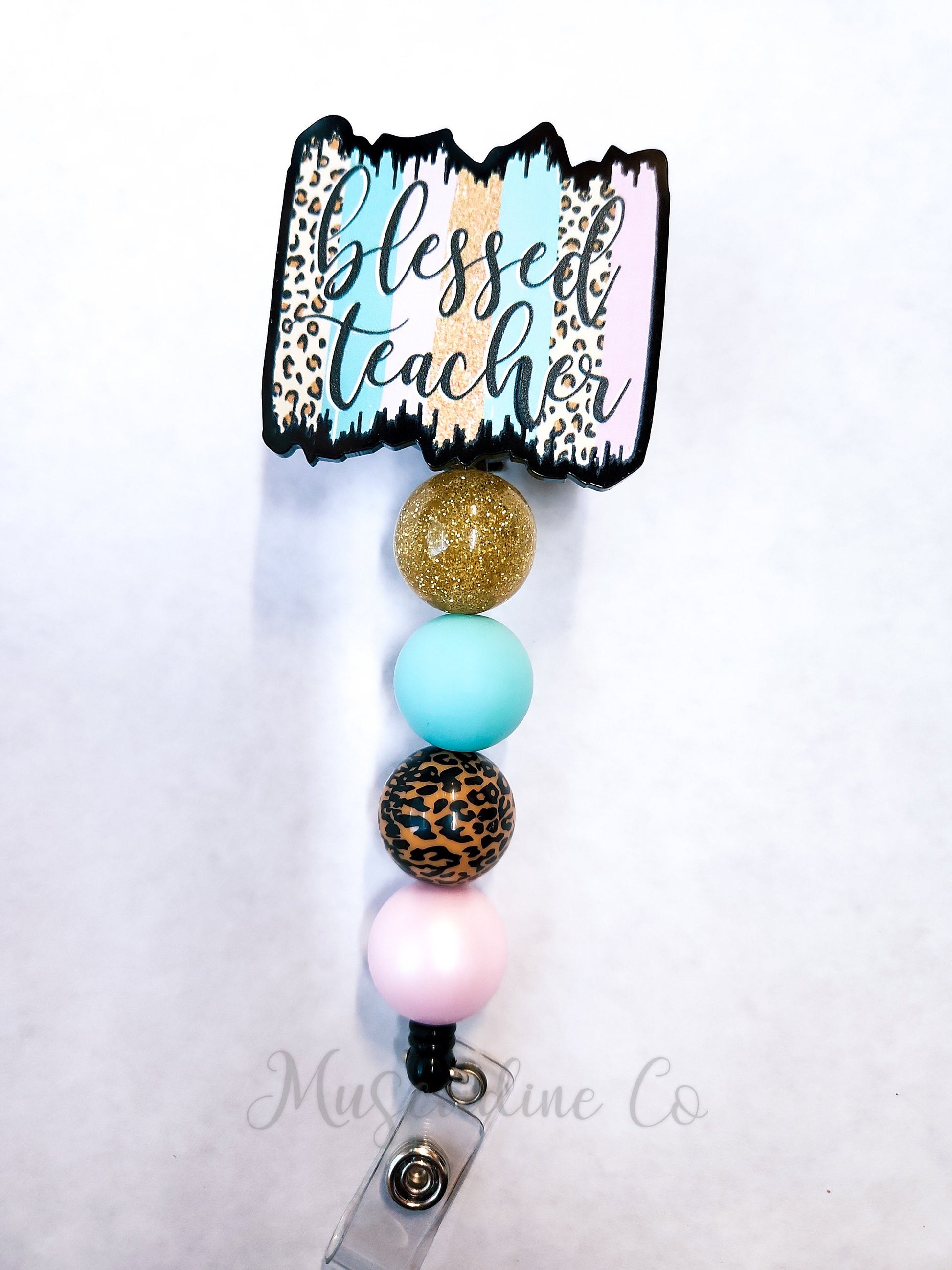 Blessed Teacher Beaded Badge Reel, Gift For Teacher, Badge Holder For Teacher, Cute Teacher Gift, Teacher Accessories