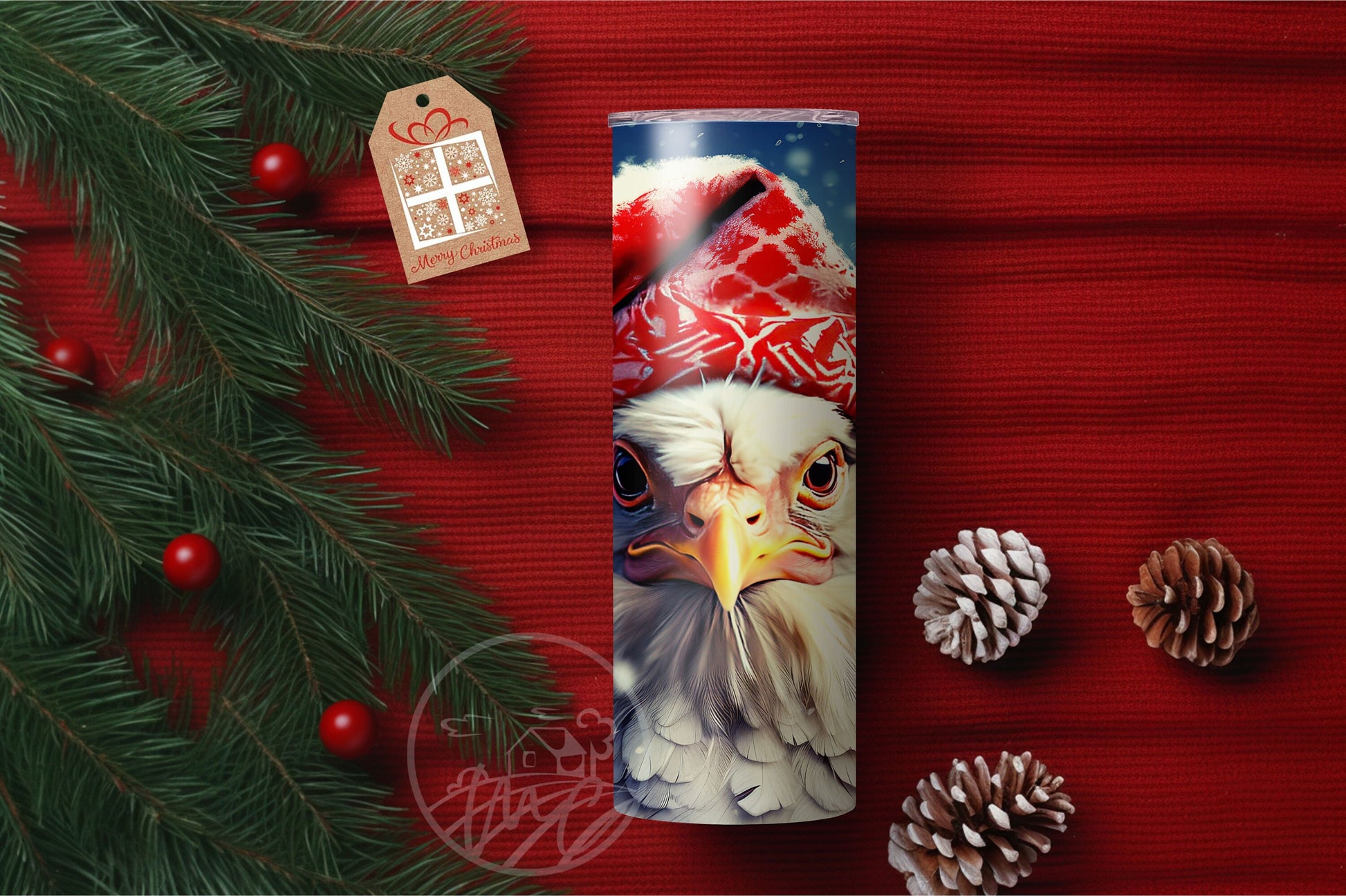 Christmas Chicken, Chicken Tumbler With Straw, Chicken Mug, 20oz Coffee Tumbler, Farm Gift, Chicken Lover Gift, Country Gift, Homestead Gift