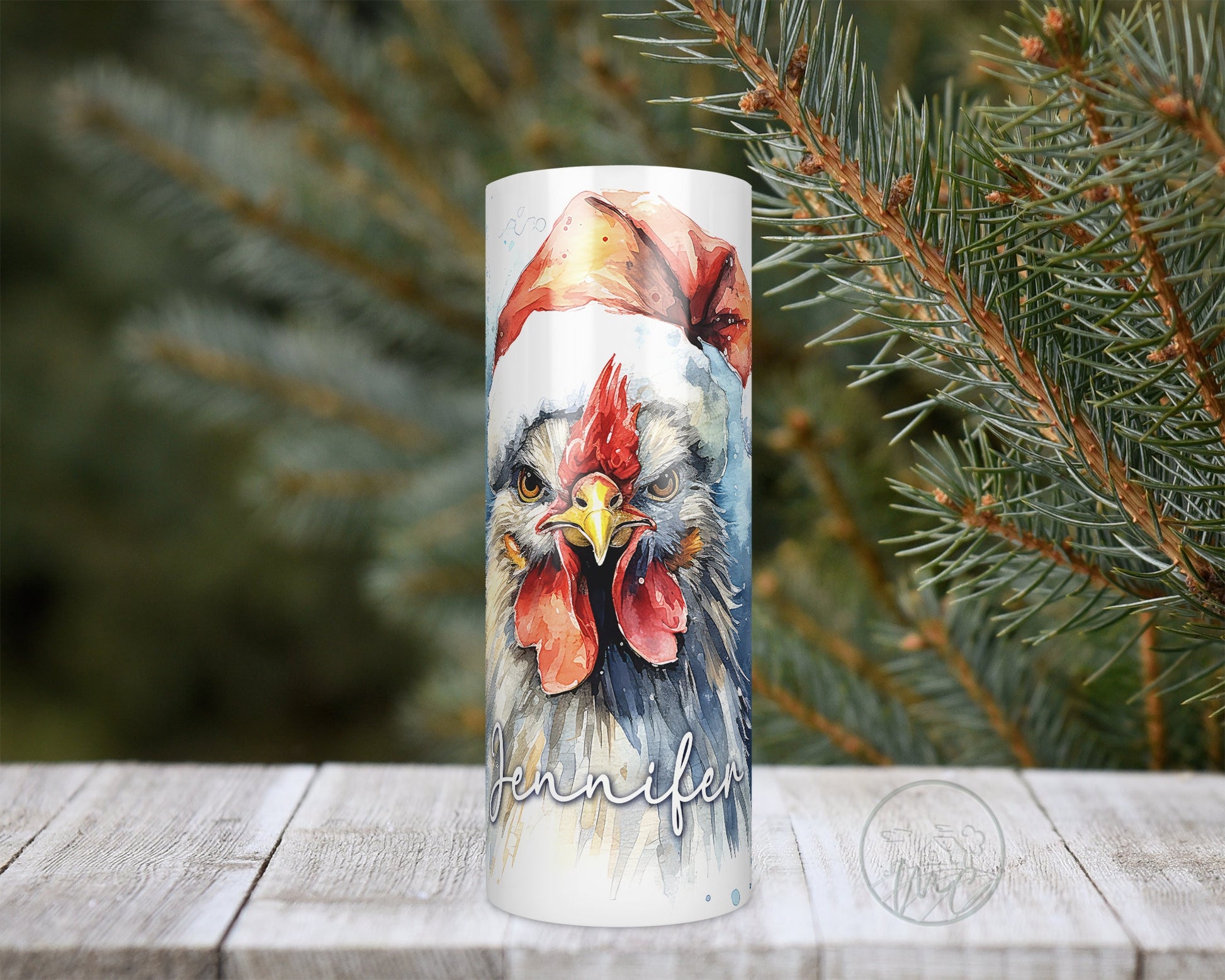 Christmas Chicken, Chicken Tumbler With Straw, Chicken Mug, 20oz Coffee Tumbler, Farm Gift, Chicken Lover Gift, Rooster, Homestead Gift