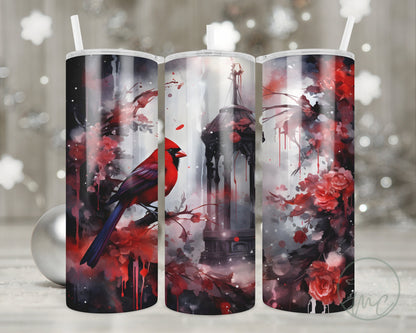 Cardinal Tumbler With Straw, 20oz Coffee Tumbler, Red Cardinal Gifts, Cardinal Mug, Gift For Mom, Bird Watcher Gift, Bird Lover Gift