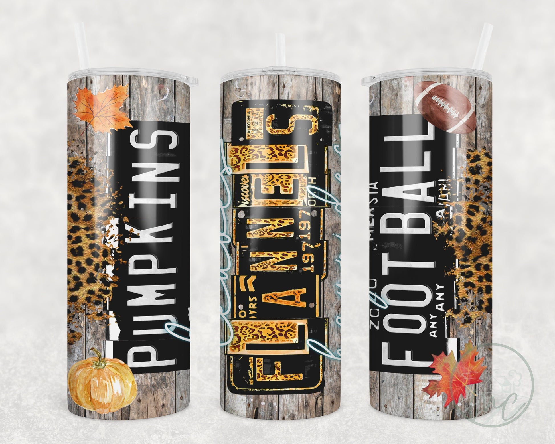 License Plate 20oz Tumbler With Straw, Fall Tumbler, Coffee Tumbler, gift for best friend female, Football Fan Gift, Fall Gift for Mom