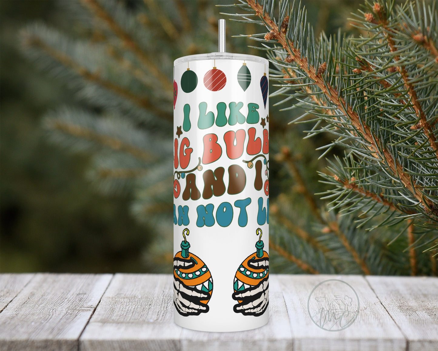 20oz Funny Christmas Tumbler With Lid and Straw, I Like Big Bulbs And I Cannot Lie, Funny Gifts, Coffee Tumbler, Christmas Parody