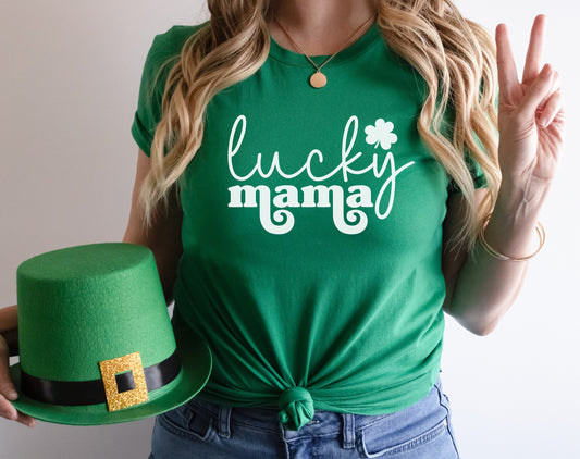 St Patrick&#39;s Day Shirt, Lucky Mama Tshirt, Lucky Shirt, Shamrock, St Patty&#39;s, Mama Shirt, Kelly, Tshirt Gift For Her, Mom Tee, Gift for Mama