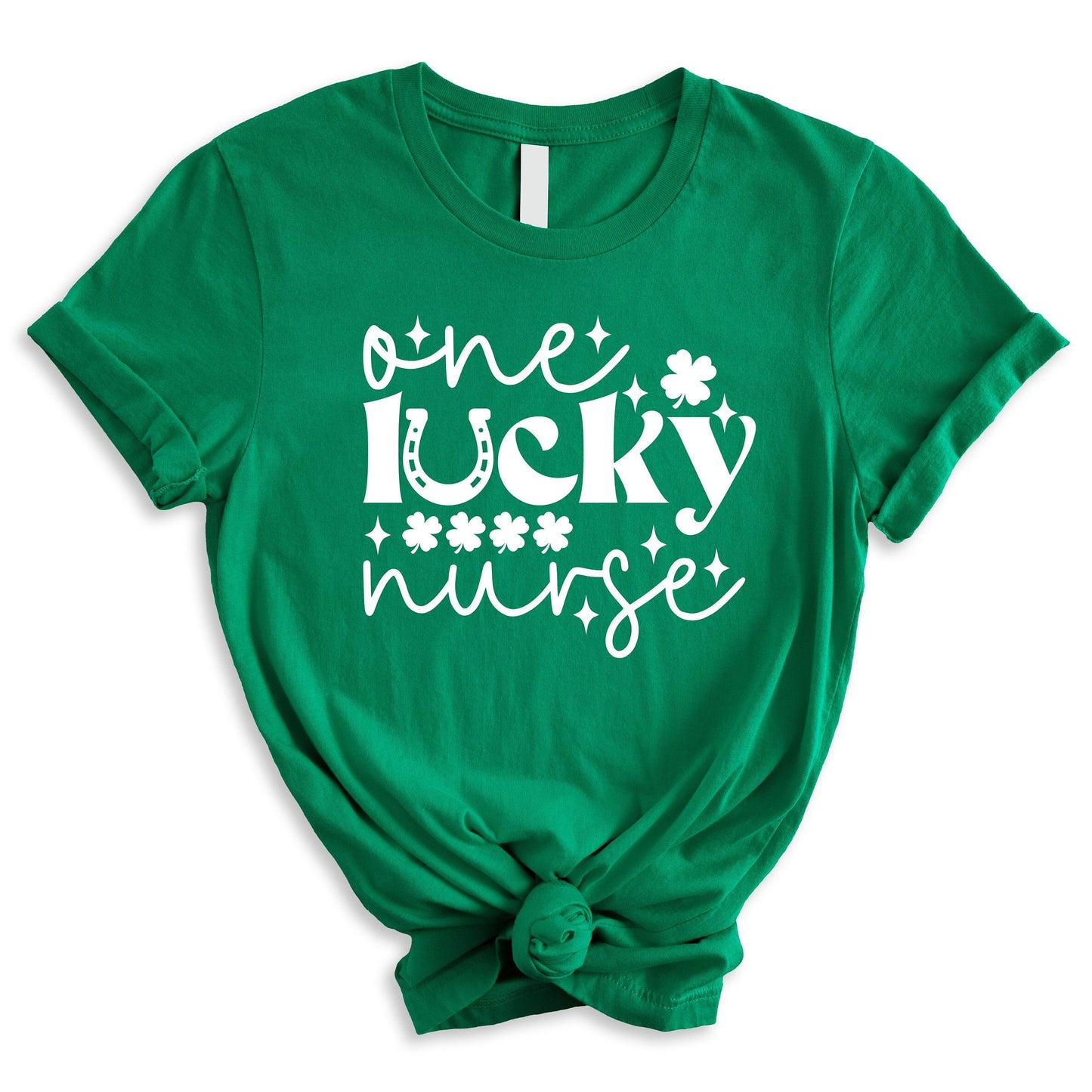 St Patrick&#39;s Day Shirt, One Lucky Nurse Tshirt, Lucky Shirt, Shamrock, St Patty&#39;s, Nurse Shirt, Kelly, Tshirt Gift For Her, Mom Tee, Gift for Nurse, Healthcare Worker Tee