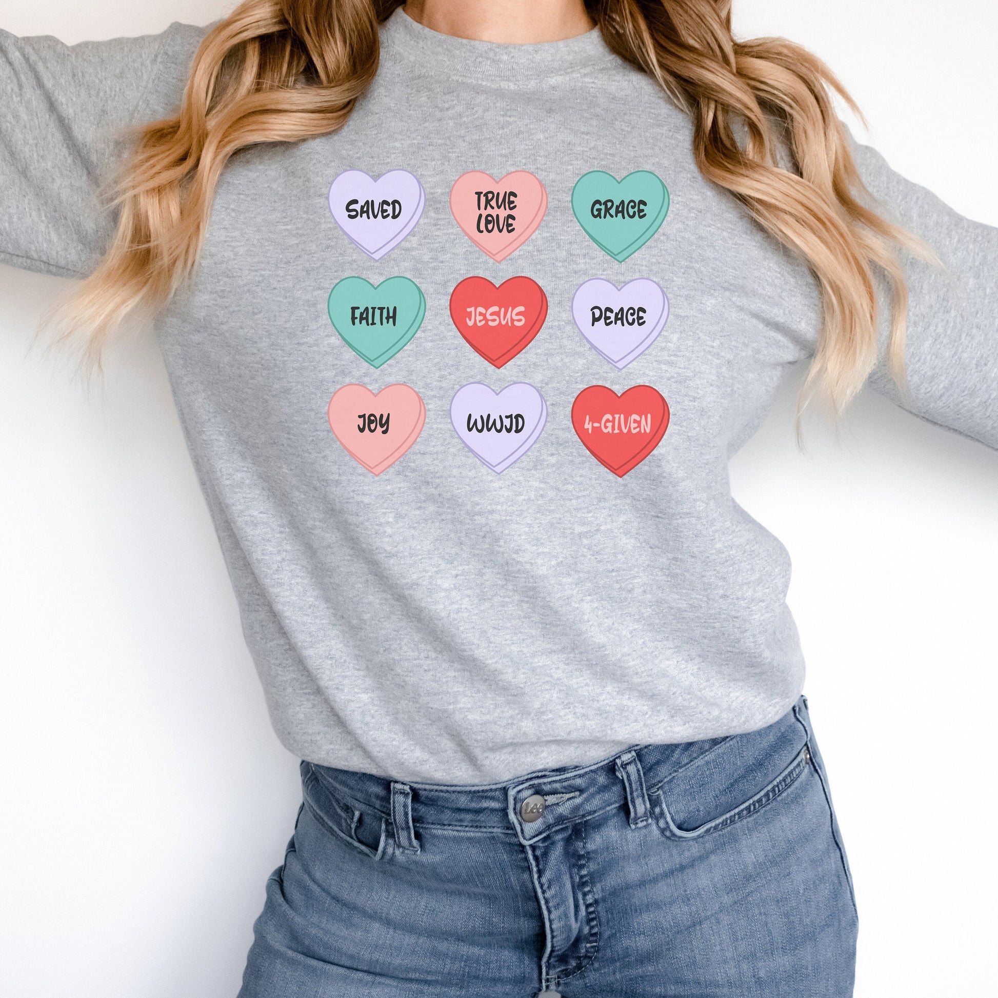 Conversation Hearts t shirt, Valentines Day Shirt, Faith Based Tshirt, Christian Sweatshirt Woman, Valentine Sweatshirt For Women