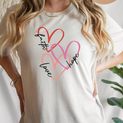 Christian t shirt, Valentines Day Shirt, Faith Based Tshirt, Christian Sweatshirt For Woman Trendy, Faith Hope Love Hearts, Christian Gifts