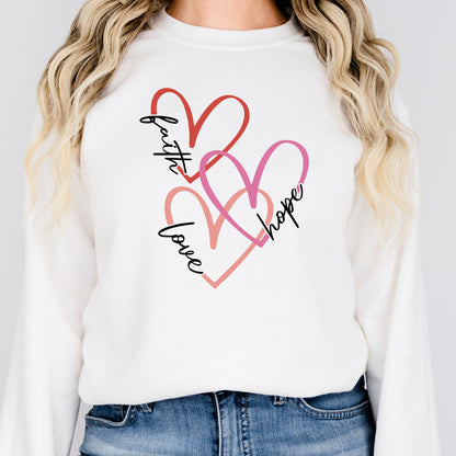 Christian t shirt, Valentines Day Shirt, Faith Based Tshirt, Christian Sweatshirt For Woman Trendy, Faith Hope Love Hearts, Christian Gifts