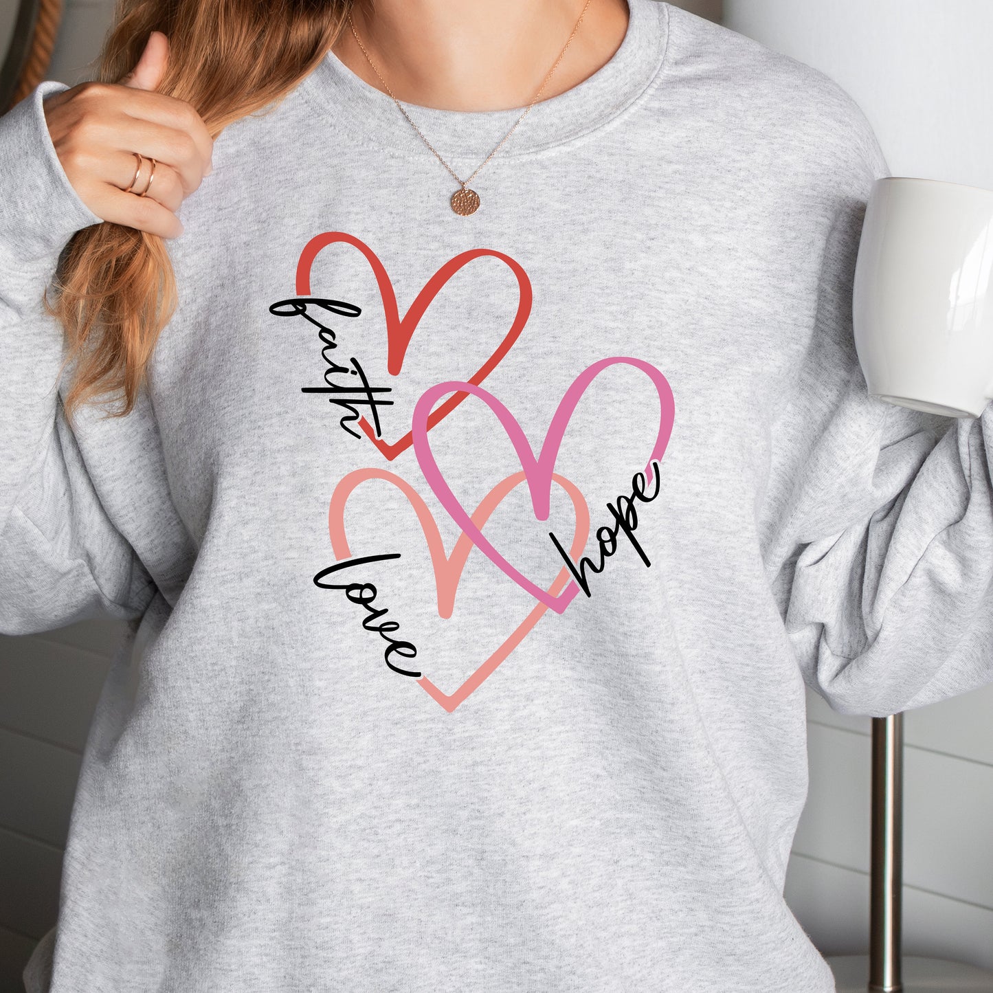 Christian t shirt, Valentines Day Shirt, Faith Based Tshirt, Christian Sweatshirt For Woman Trendy, Faith Hope Love Hearts, Christian Gifts