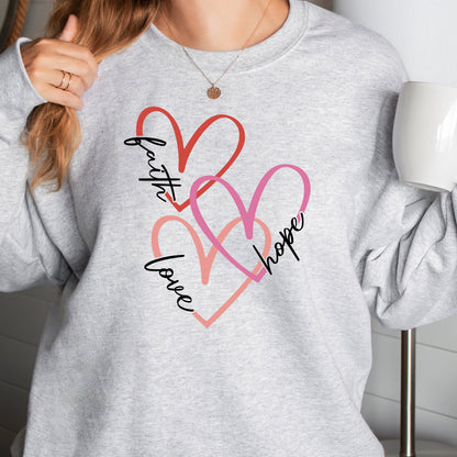 Christian t shirt, Valentines Day Shirt, Faith Based Tshirt, Christian Sweatshirt For Woman Trendy, Faith Hope Love Hearts, Christian Gifts