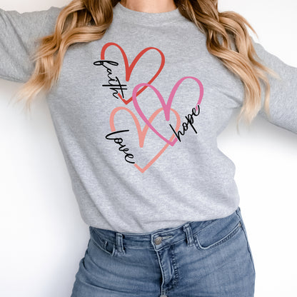 Christian t shirt, Valentines Day Shirt, Faith Based Tshirt, Christian Sweatshirt For Woman Trendy, Faith Hope Love Hearts, Christian Gifts