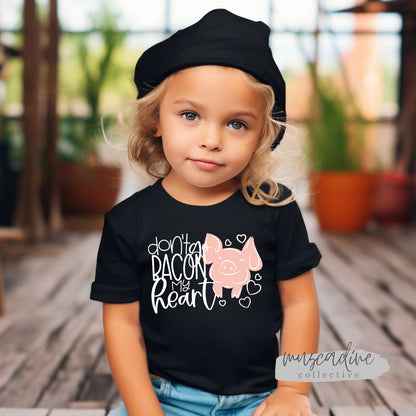 Don't Go Bacon My Heart, Girl Valentine Shirt, Boy Valentine Shirt, Cute Valentine Shirt For Kids, Cute Pig Shirt, Funny tshirt for kids