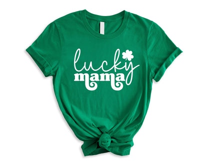 St Patrick&#39;s Day Shirt, Lucky Mama Tshirt, Lucky Shirt, Shamrock, St Patty&#39;s, Mama Shirt, Kelly, Tshirt Gift For Her, Mom Tee, Gift for Mama