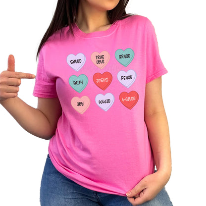 Conversation Hearts t shirt, Valentines Day Shirt, Faith Based Tshirt, Christian Sweatshirt Woman, Valentine Sweatshirt For Women