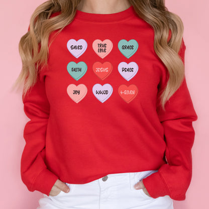 Conversation Hearts t shirt, Valentines Day Shirt, Faith Based Tshirt, Christian Sweatshirt Woman, Valentine Sweatshirt For Women