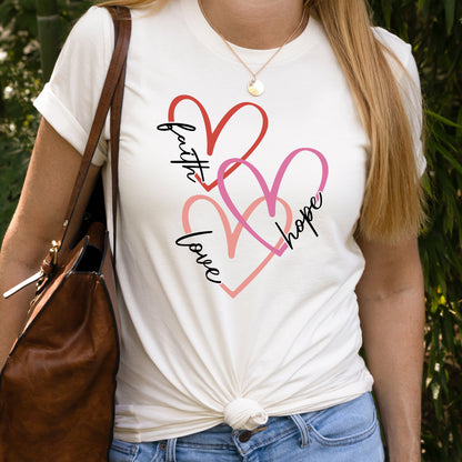 Christian t shirt, Valentines Day Shirt, Faith Based Tshirt, Christian Sweatshirt For Woman Trendy, Faith Hope Love Hearts, Christian Gifts